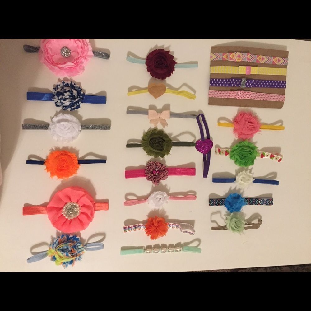 Lot of 24 Baby Girl Hair Bows Baby Headband Newborn Toddler Flowers Hearts